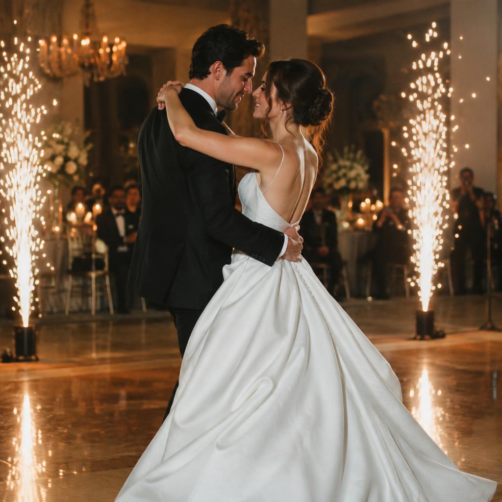 Couple dancing at a wedding reception